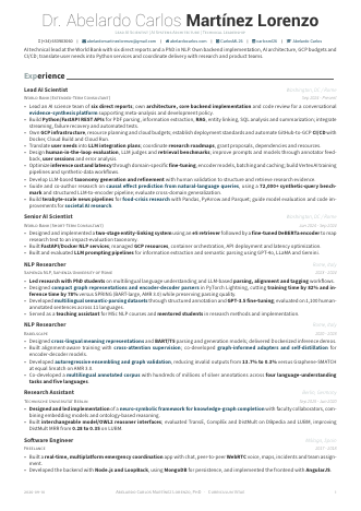 First page of the AI lead & architect CV